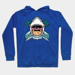 Skeleton Hammock in a Shark Bite // Funny Vintage Beach Cartoon Hoodie